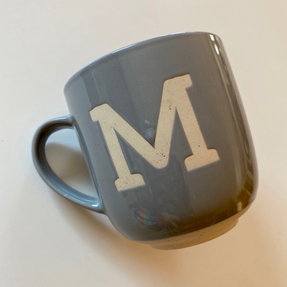 “M” Initial blue mug